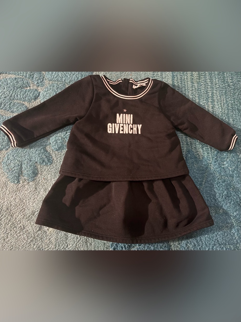 Givenchy Black and White Striped Collar Baby Top